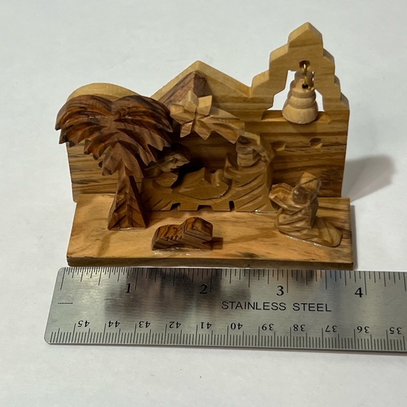 Bethlehem Mini Olive Wood Nativity Scene Carved Manger Scene VTG Christmas Decor - Picture 2 of 11